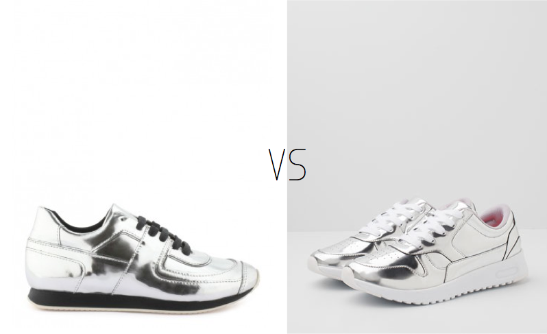 Baskets sneakers metallisées silver liquid miroir mirror tendance