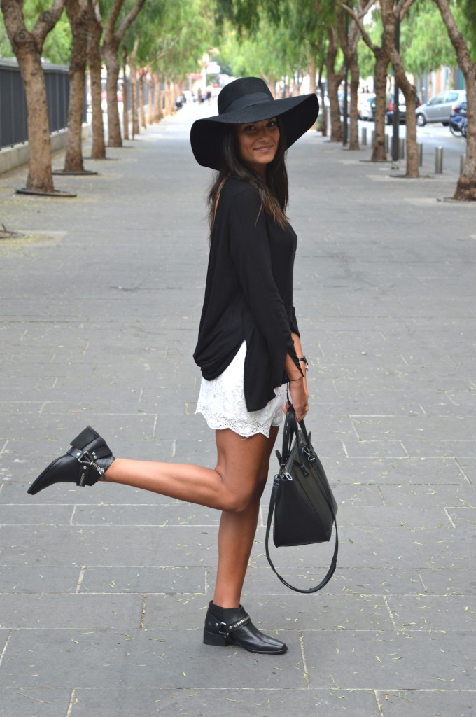 Jupe dentelle dos nus zara chapeau tenue mode idée noir tendance automne hiver 2014 2015 mode blog mode fashion chapeau