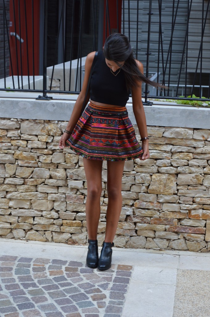 mini jupe multicolore incas ethnique tendance mode 2014