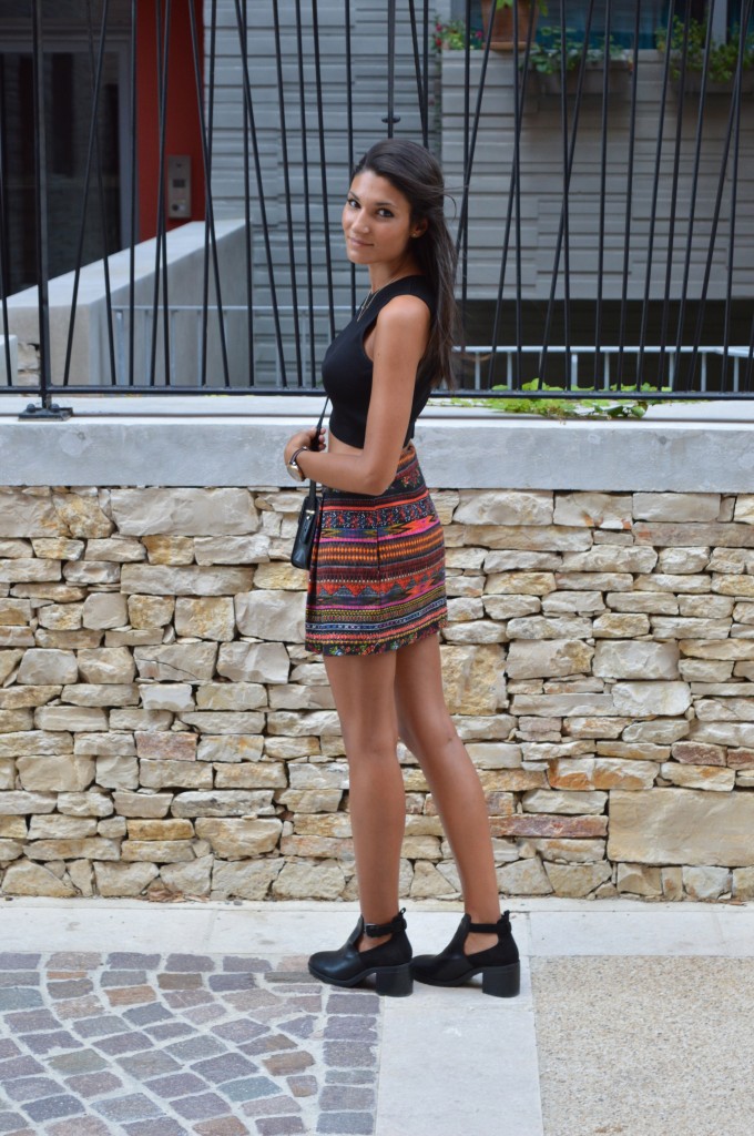 mini jupe multicolore incas ethnique tendance mode 2014