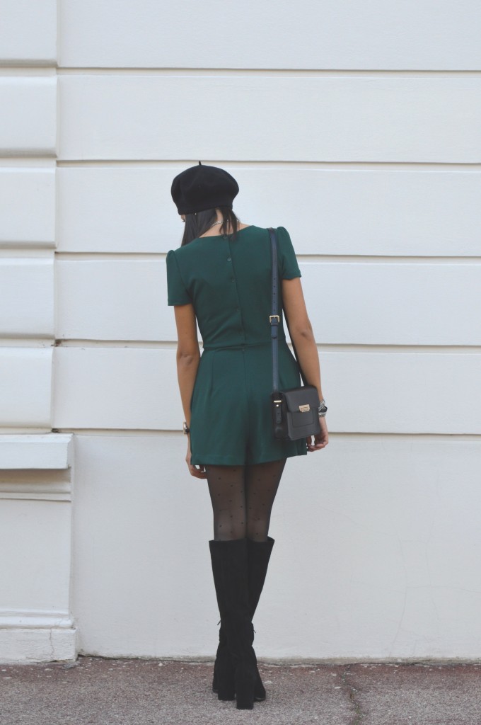 Combi short verte robe verte zara blog mode idée tenue pas cher bottes cuissardes