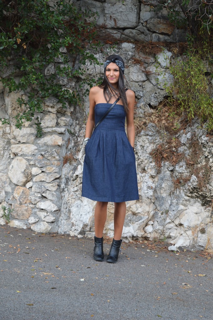 Robe en jean denim zara midi tendance hiver 2014