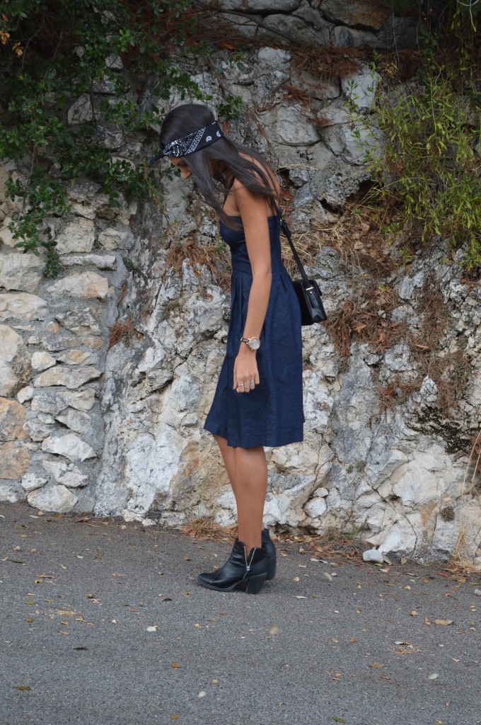 Robe bleue en jean denim zara midi tendance automne hiver 2014