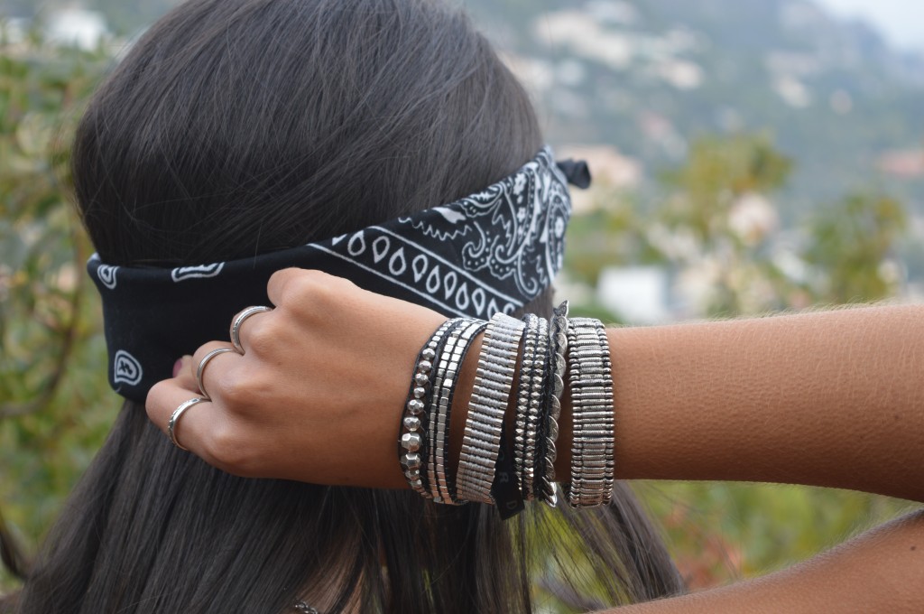 manchette silver hipanema bandana noir