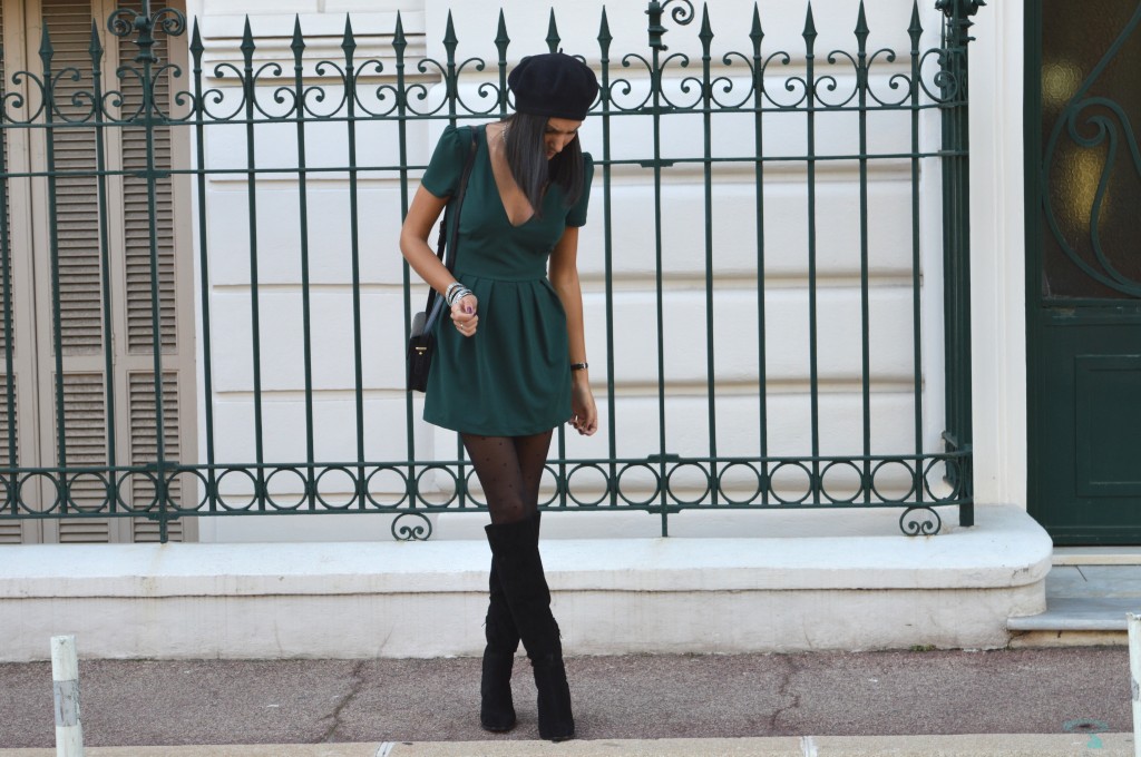 Combi short verte robe verte zara nouveau blog mode  bottes cuissardes