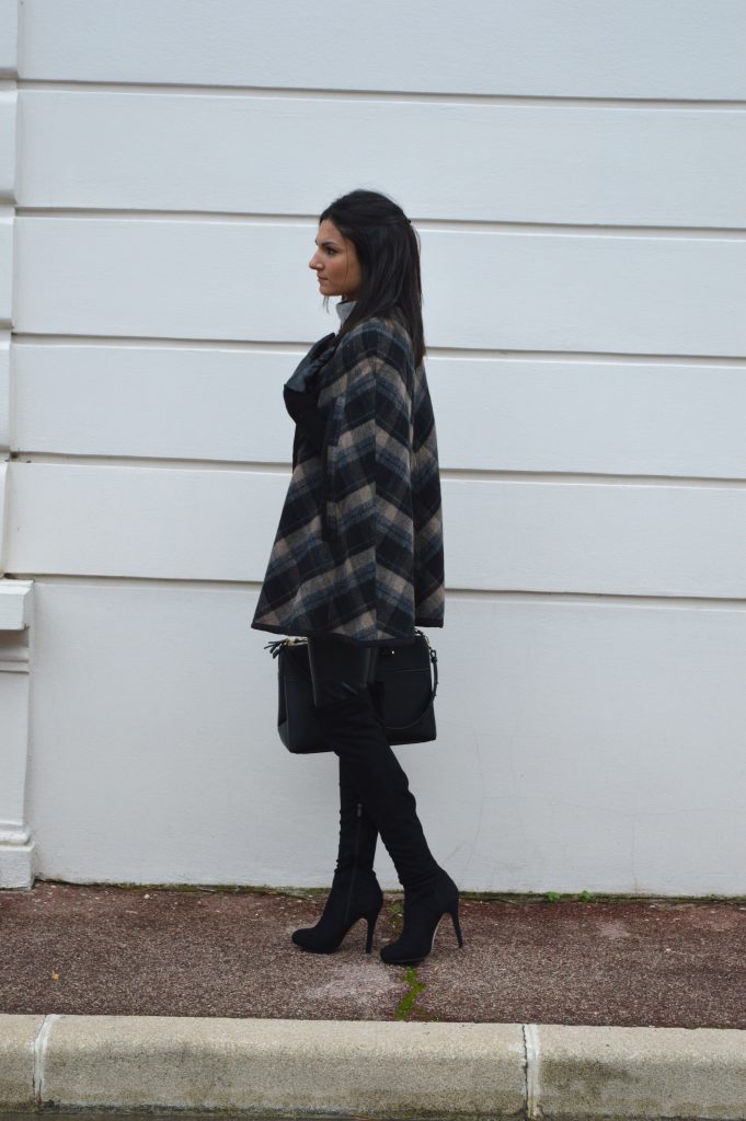 legging en cuir similicuir cape à carreaux zara tendance hiver 2015 cuissardes en daim talons