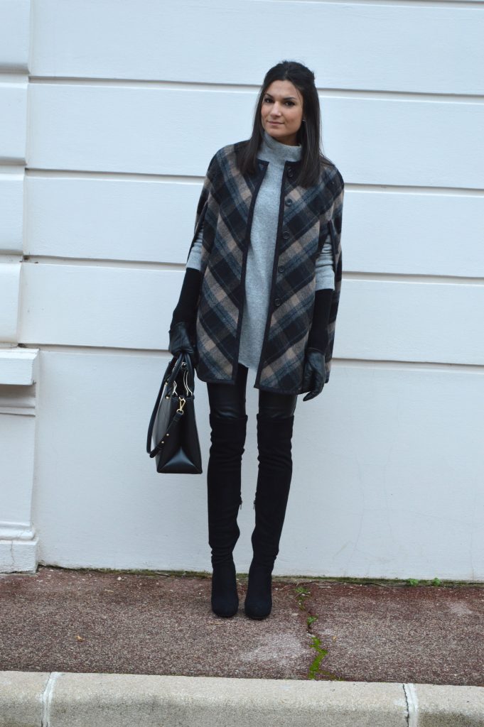 nouveau blog mode cape à carreaux zara tendance hiver 2015 cuissardes en daim talons