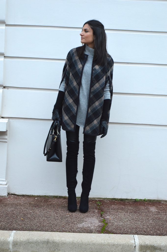 féminine en hiver cape à carreaux zara tendance hiver 2015 cuissardes en daim talons nouveau blog mode 