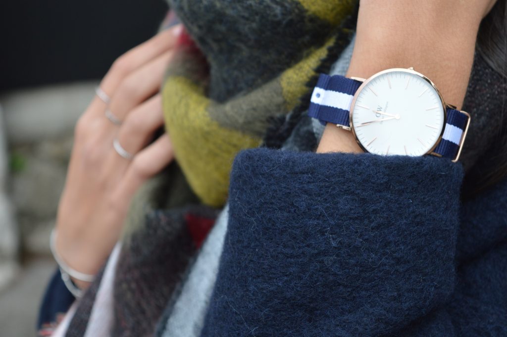 montre daniel wellington classic glasgow blog mode bracelet bleu et blanc