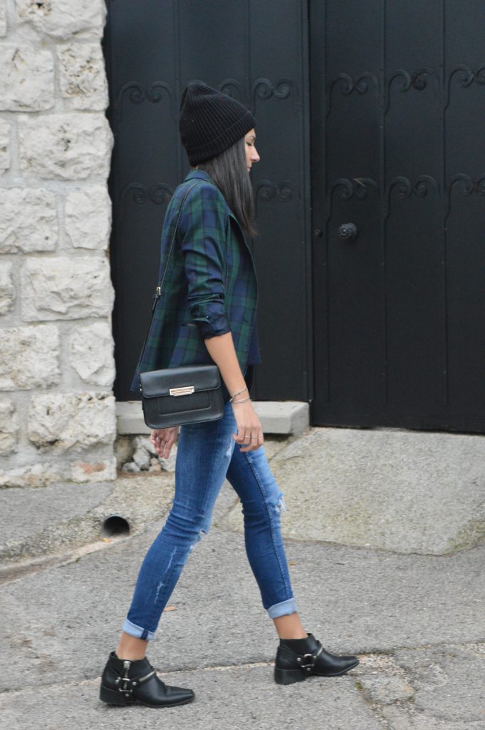 être stylée en hiver 2015 blazer carreaux tartan zara jean destroy bottines a zip blog mode nouveau blagueuse mode