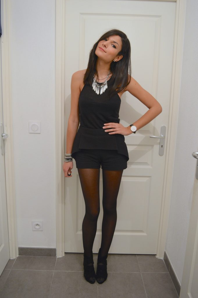 tenue du soir tenue de soirée short original short volants short origami mango collier multi rang  idée look du soir soirée