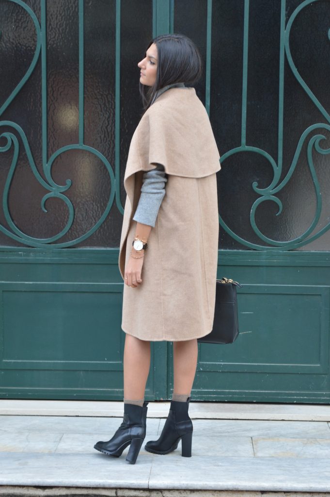 nouveau blog mode blogueuse mode tendances 2015 comment porter manteau camel zara pull gris col haut col roulé col cheminée jupe tube bottines à talon zara