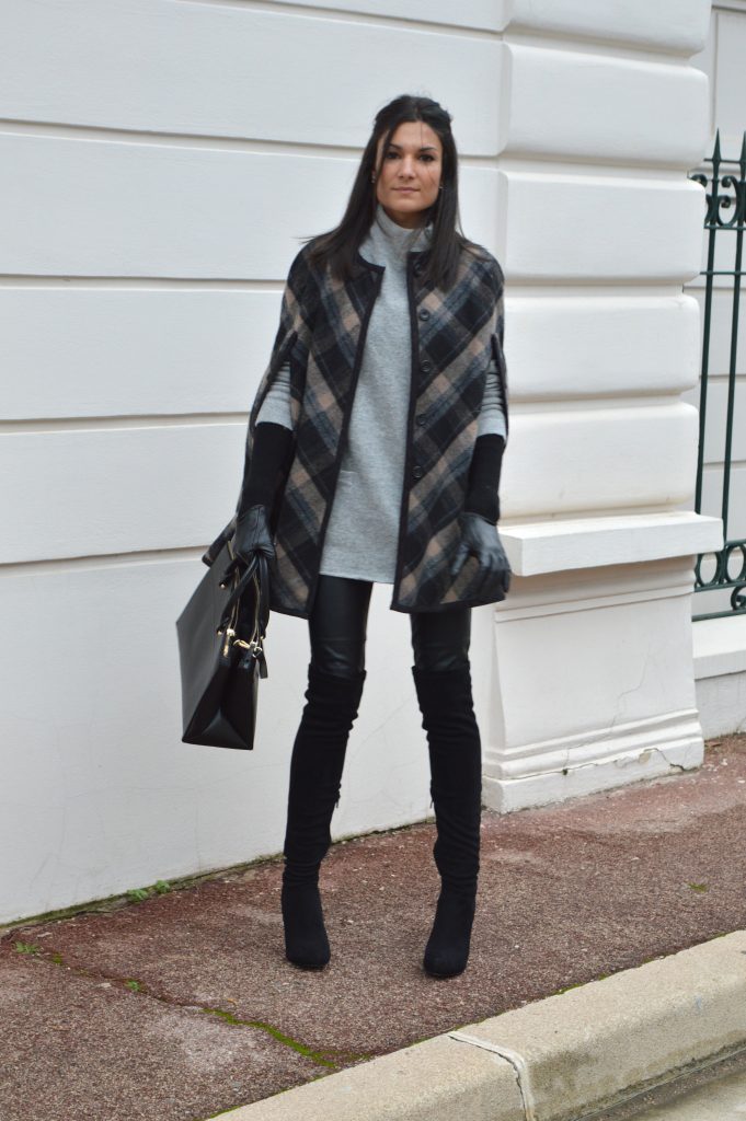 nouveau blog mode cape à carreaux zara tendance hiver 2015 cuissardes en daim talons pantalon similicuir