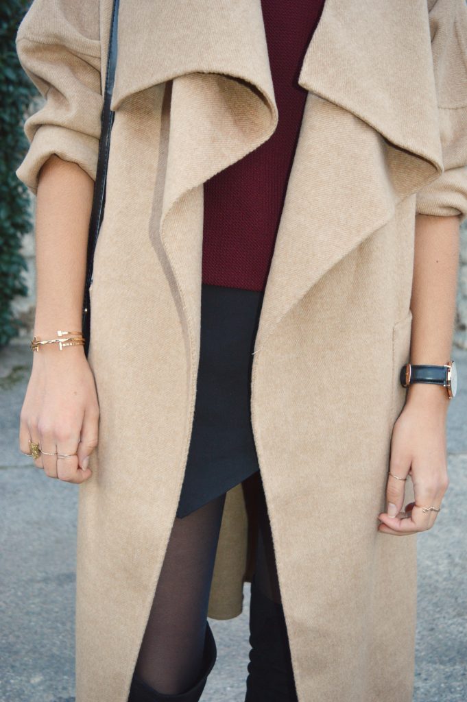 manteau camel zara short origami bordeaux tendance hiver 2015 montre daniel wellington classic shefield accessoires idées inspiration style tenue hiver look blog mode blogueuse mode