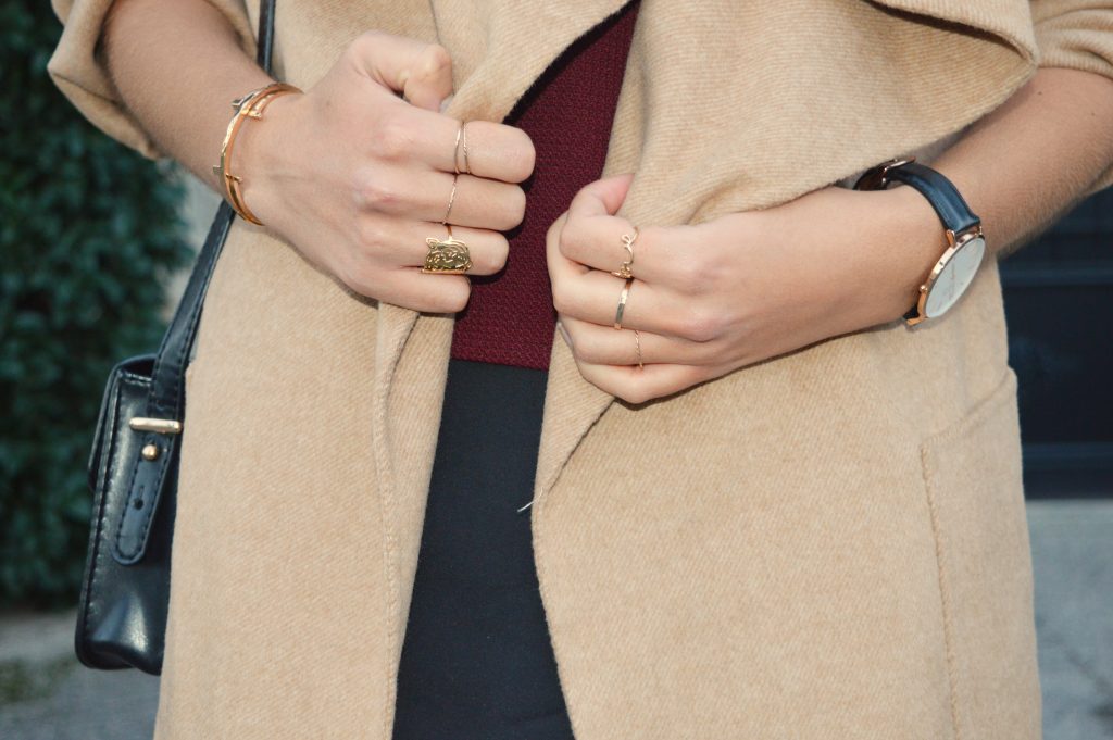 manteau camel zara short origami bordeaux tendance hiver 2015 montre daniel wellington classic shefield accessoires bijoux idées inspiration style tenue hiver look blog mode bague love bague tigre