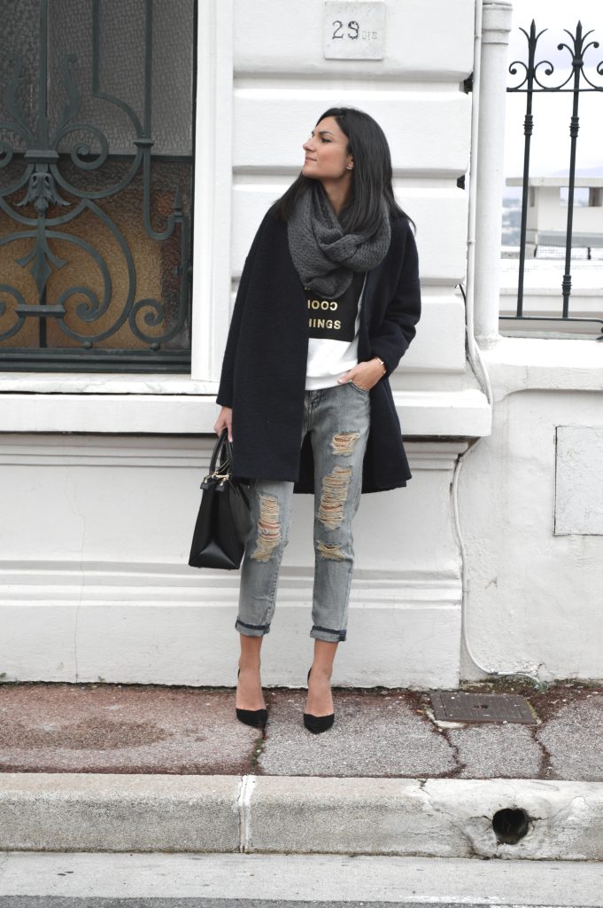 jean boyfriend manteau zara bleu tendance nouvelle collection sweat acné mange escarpins bouts pointus noir mango zara blog mode nouveau blogueuse tendance pas cher tenue d'hiver idée style inspiration 2015