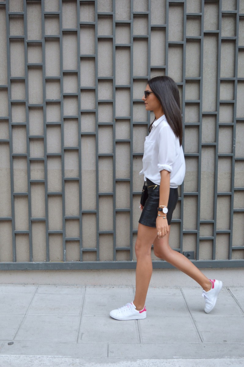 blogueuse de mode jupe en cuir tendance 2015
