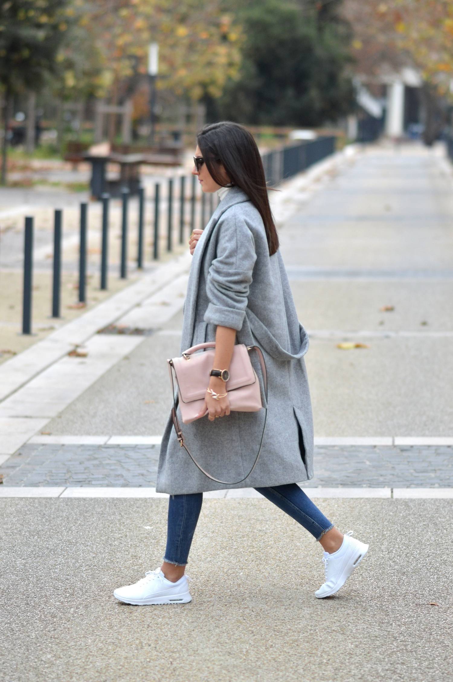 manteau gris oversize