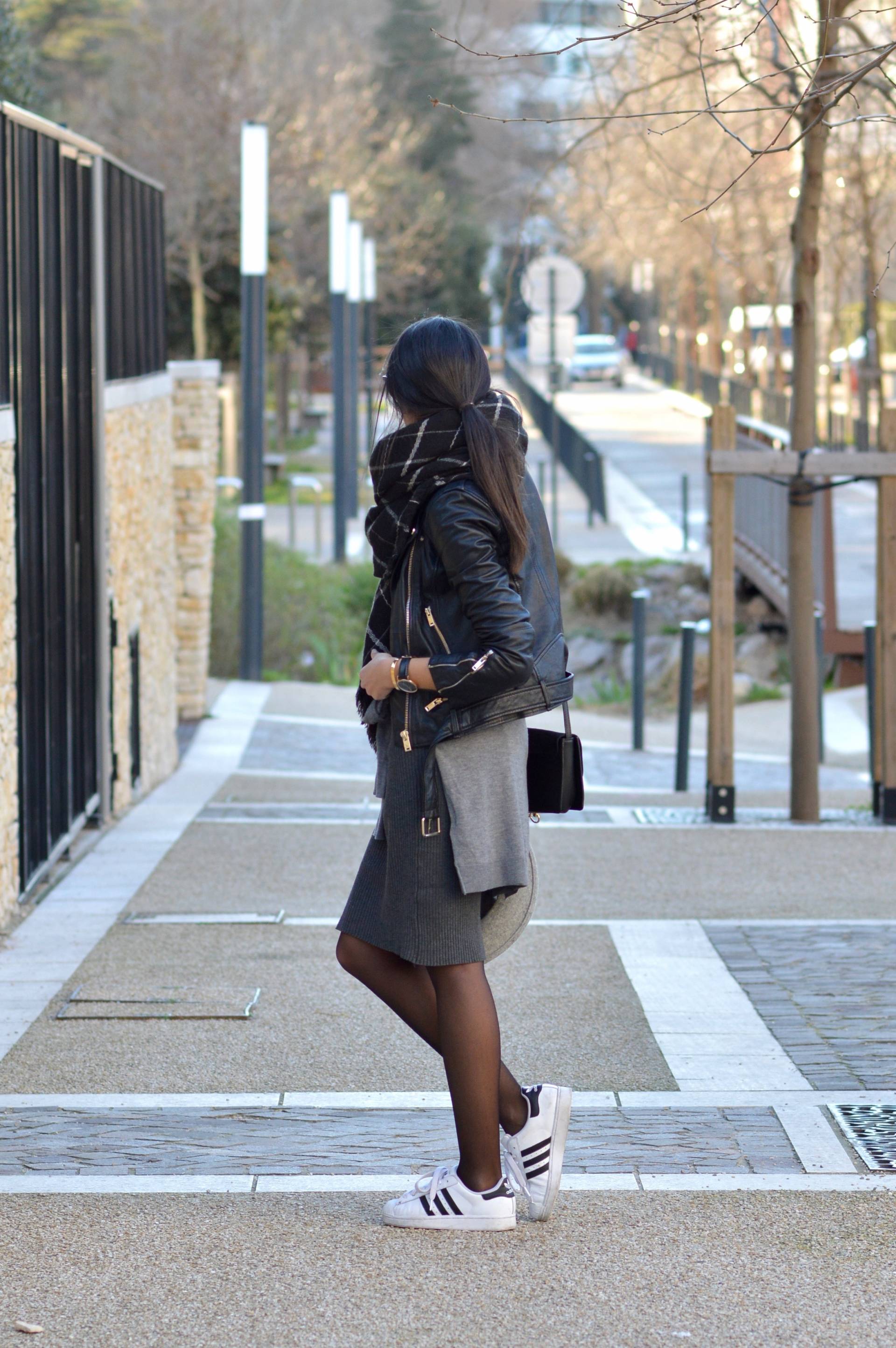 echarpe à carreaux noir et blanc xxl zara ensemble en maille