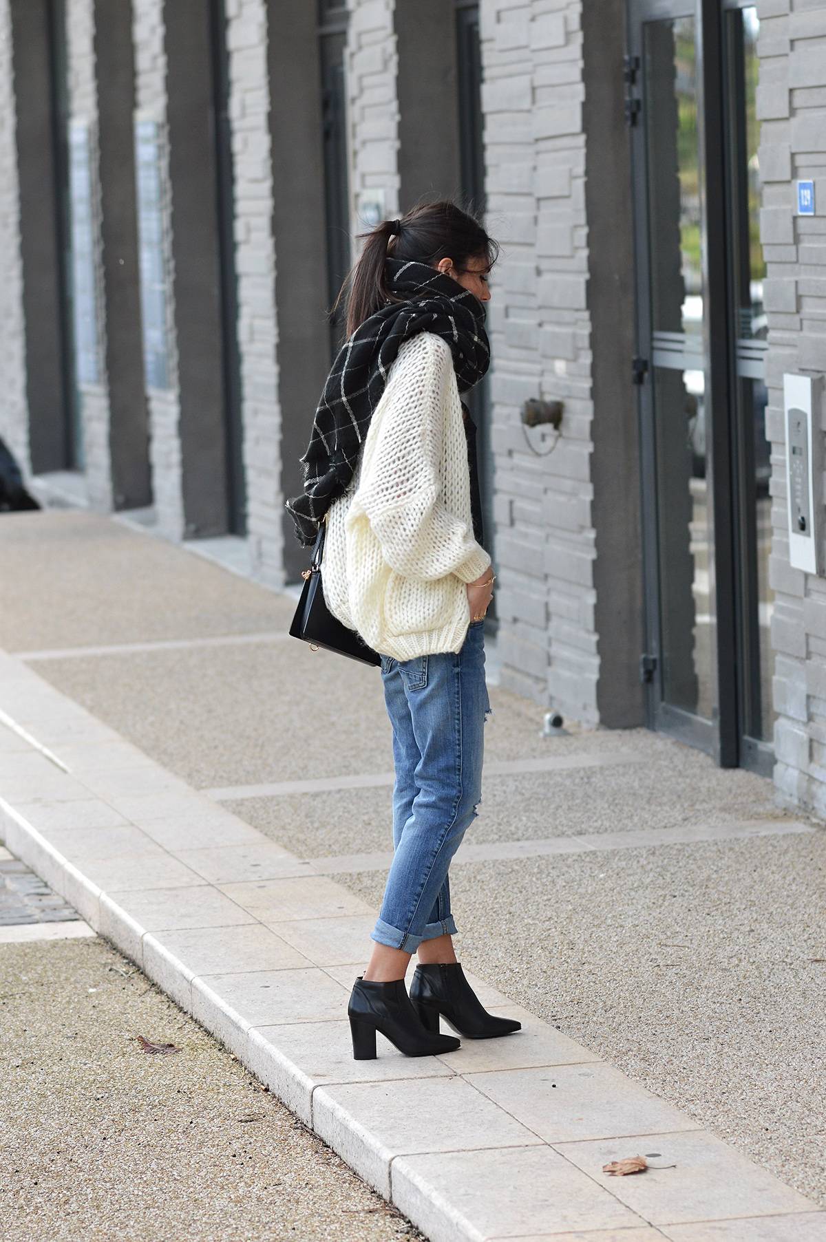 gilet grosse maille blog mode jean boyfriend blog mode pas cher