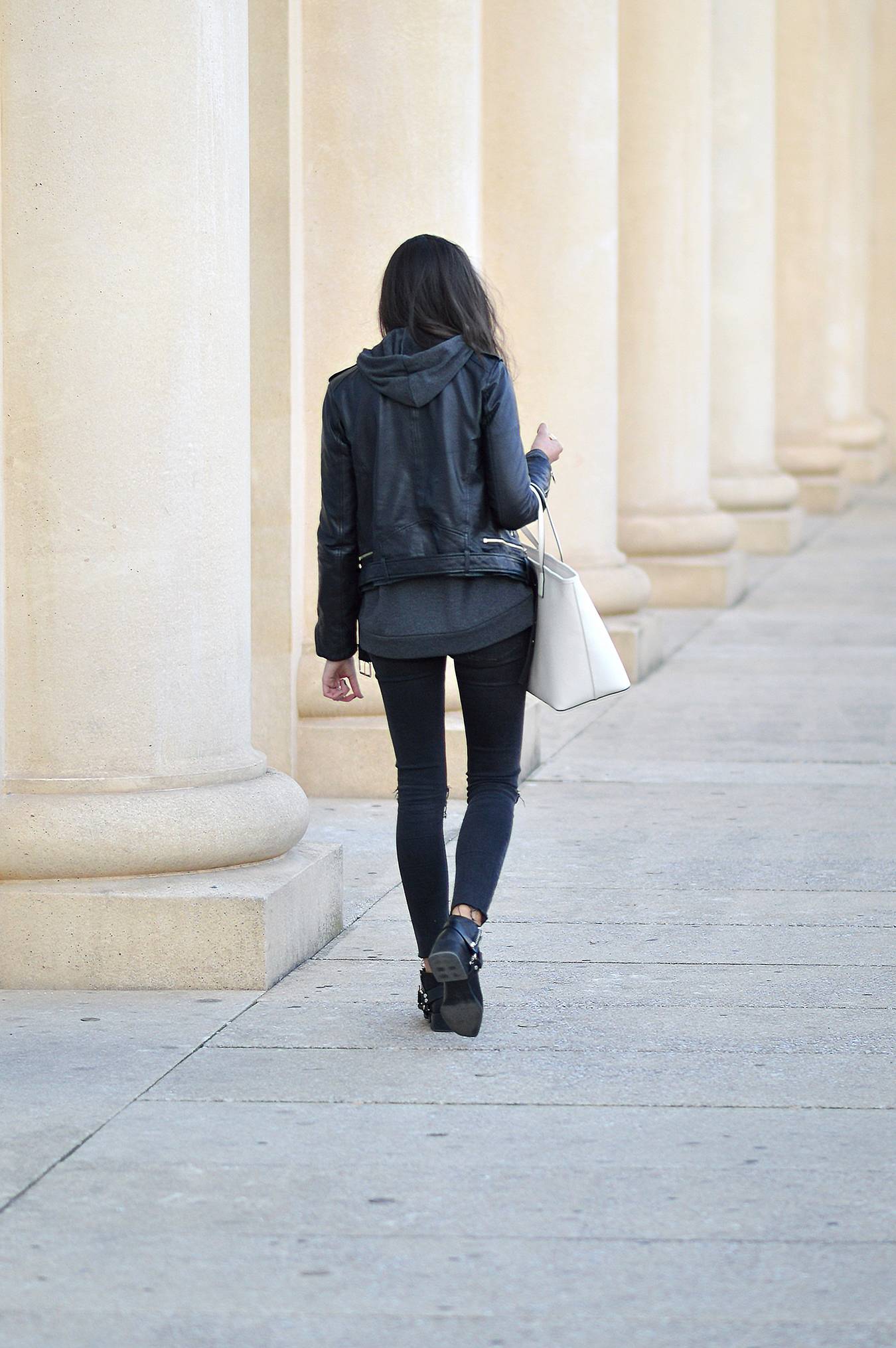 perfecto total look gris sweat a capuche blog mode tendance