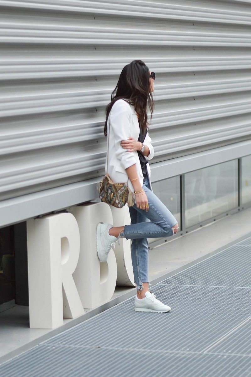 Blazer Les Copains Haut De Gamme - Laine Fine Stretch Gris Et Blanc Rayé - Taille 48/14 - Occasion Très Bon état