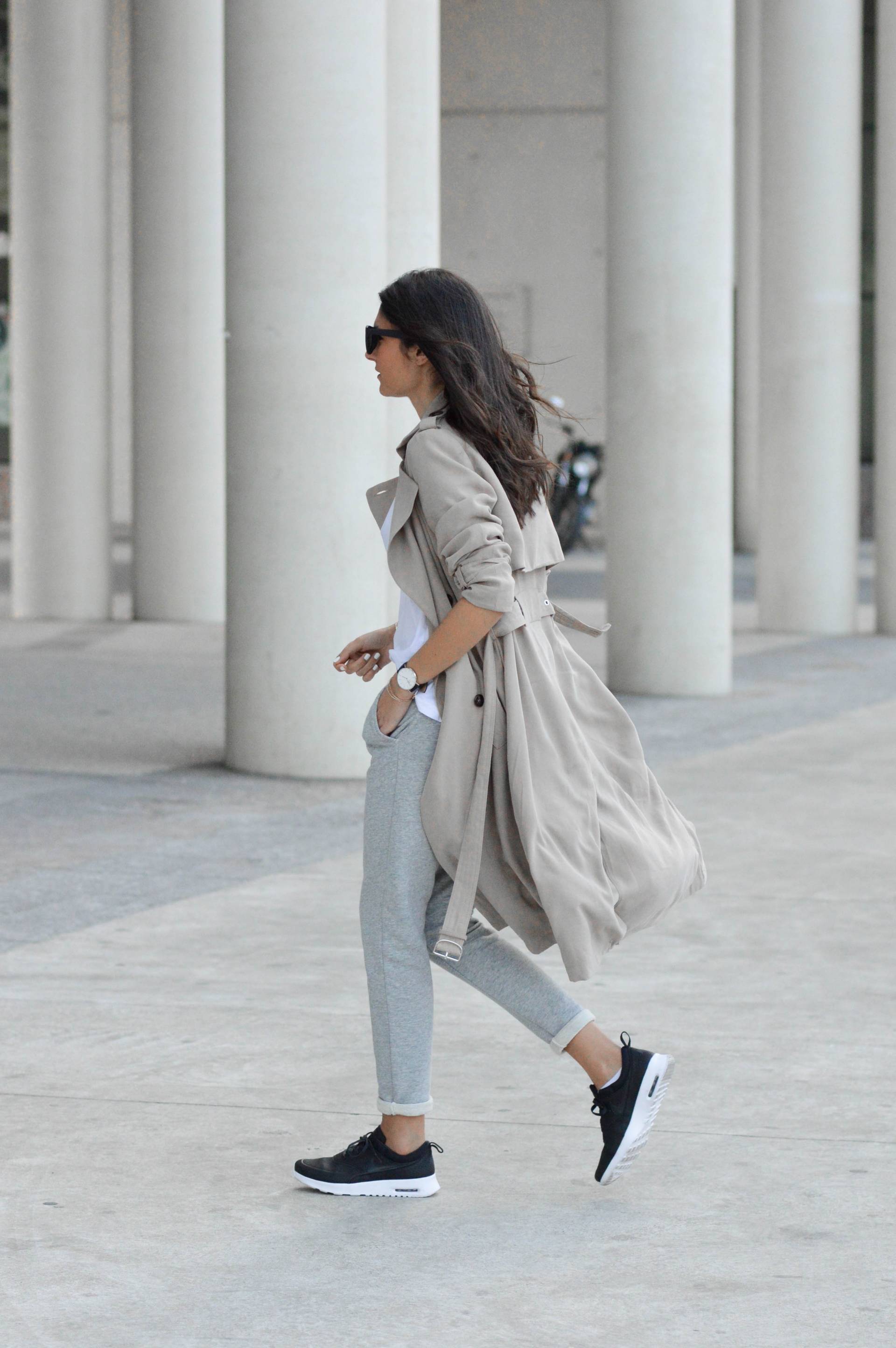 blog mode trench fluide jogging gris