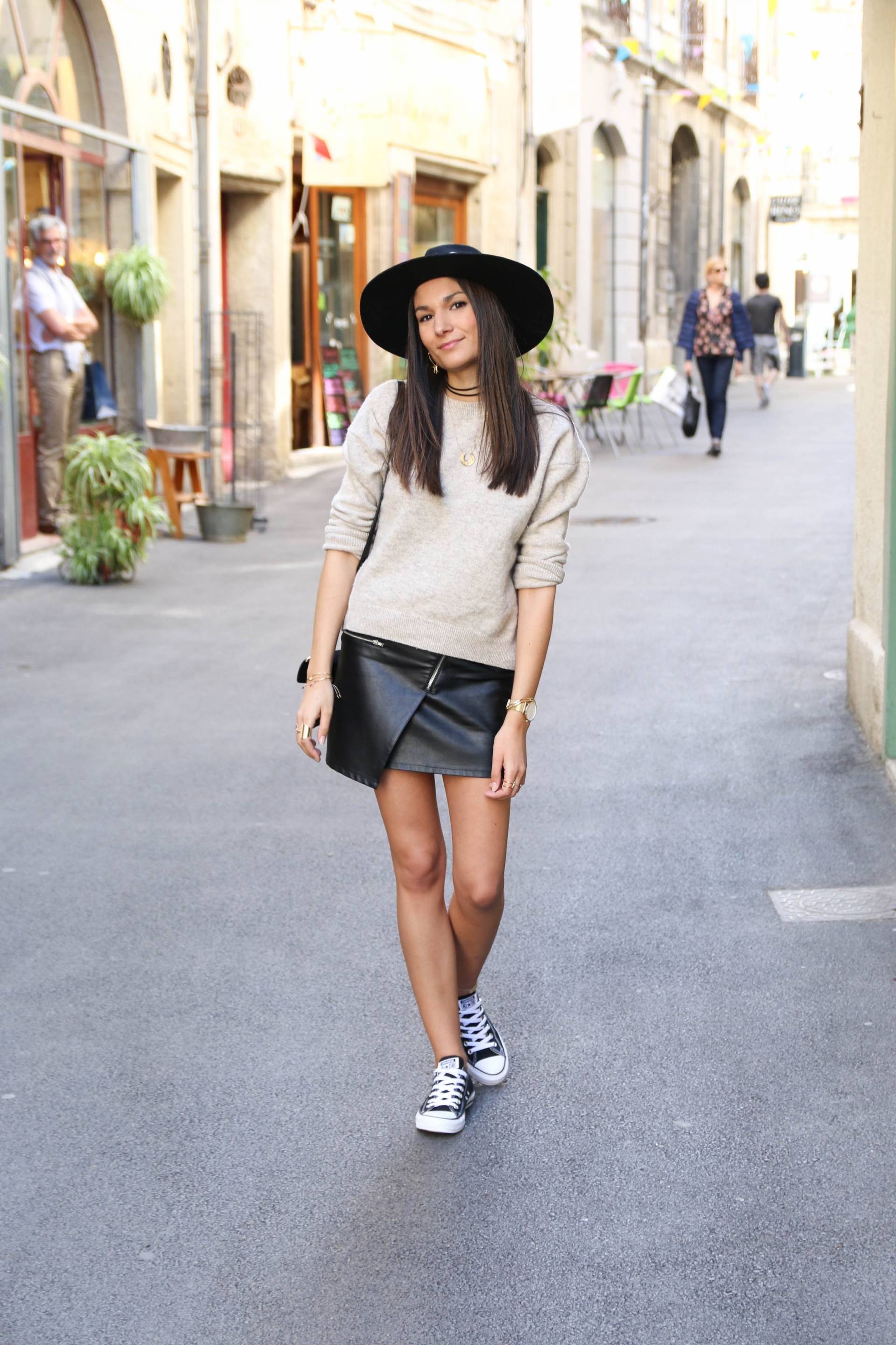 blog mode jupe en cuir pull