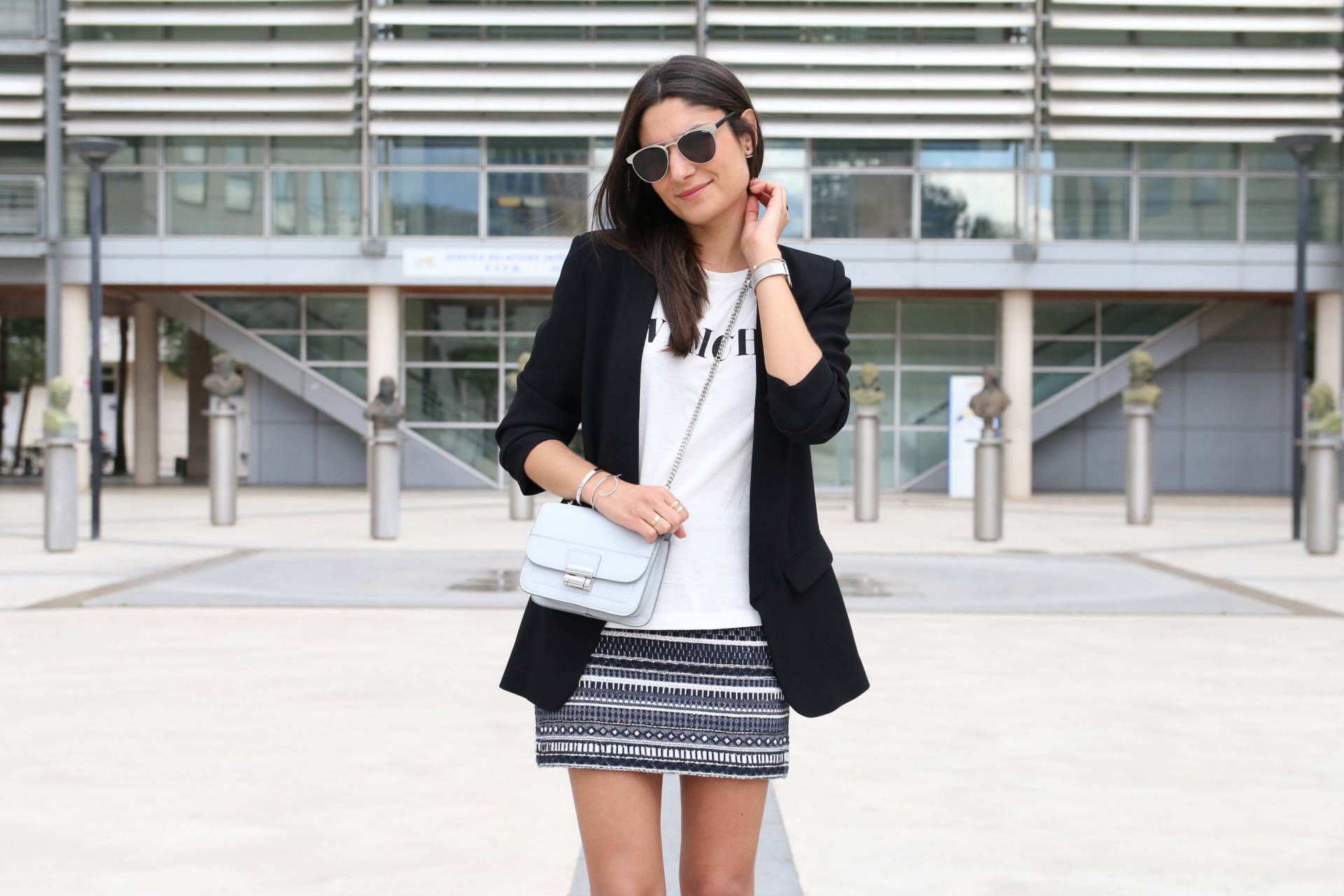 blog mode jupe ethnique blazer noir