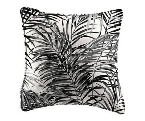 coussin feuilles palmier noir et blanc