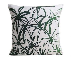 coussin imprimé tropical palmier