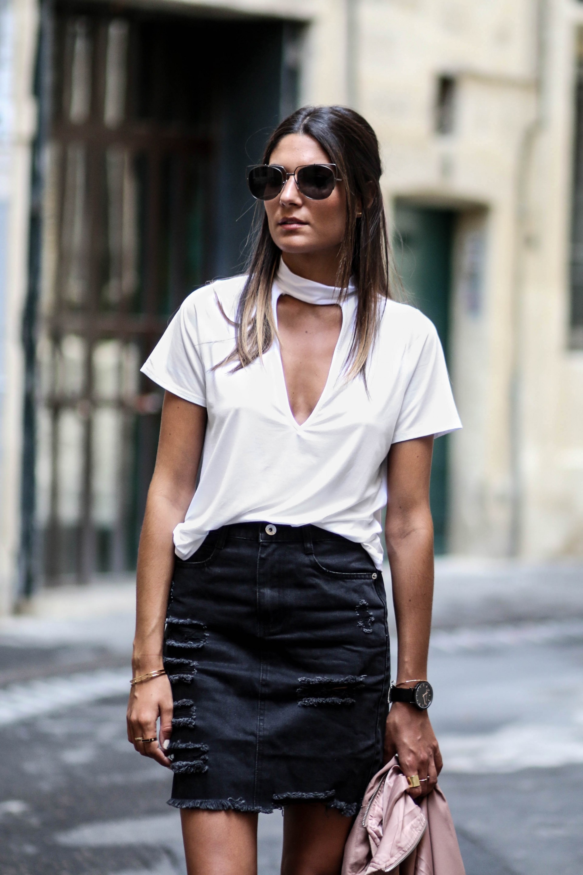 blog mode look rentrée 2016 jupe en jean noir