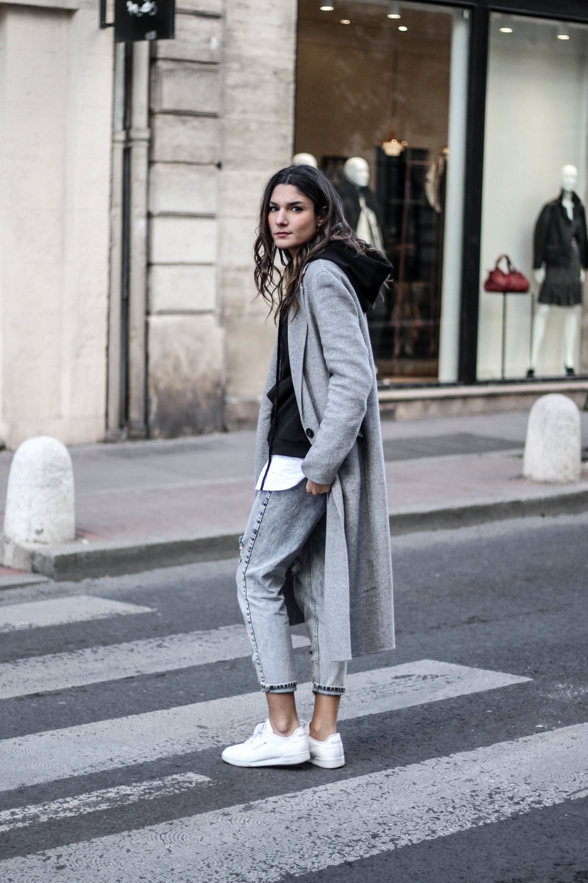 look femme manteau gris