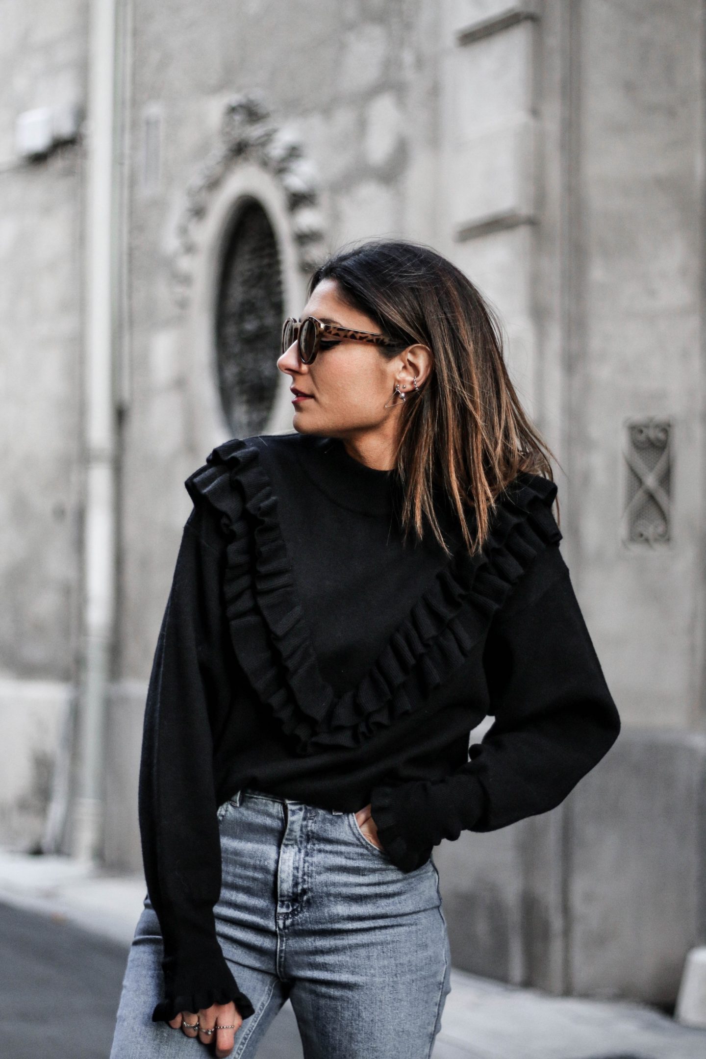 Veste Cardigan Christina Avec Volants Et Fermoir Marcassite - Taille PM, Imprimé Animal, Marron, Neuf Avec Étiquettes