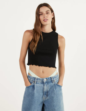 Bershka Crop Top Debardeur Noir Tendance Printemps Ete 2020