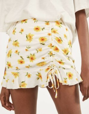 Bershka Jupe Courte Fleurs Fronce Tendance Printemps Ete 2020