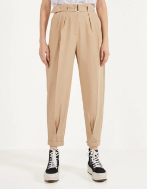 Bershka Pantalon Ample Ceinture Camel Tendance Printemps Ete 2020