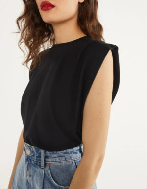 Bershka Top Sans Manches Epaules Structurees Noir Tendance Printemps Ete 2020