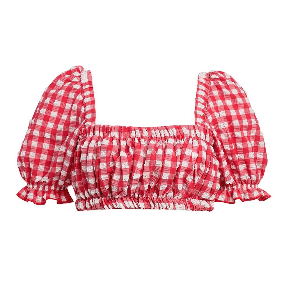 Montce Swimwear Bikini Top Apparel Vichy Gingham Rouge Red Blanc White Fashion Blog Mode Tendance Ete 2020