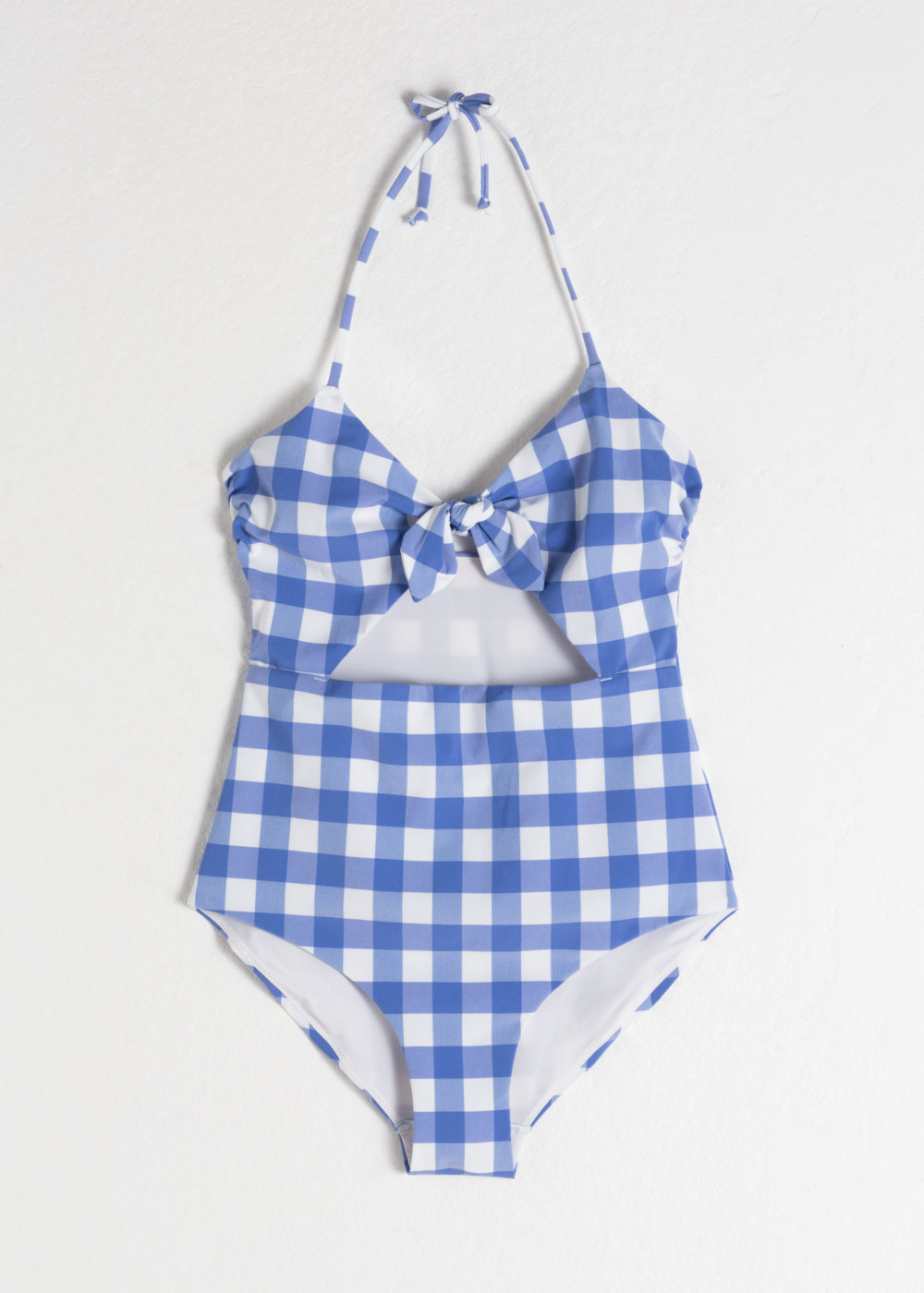 Vichy Une Piece Blue White Cut Out