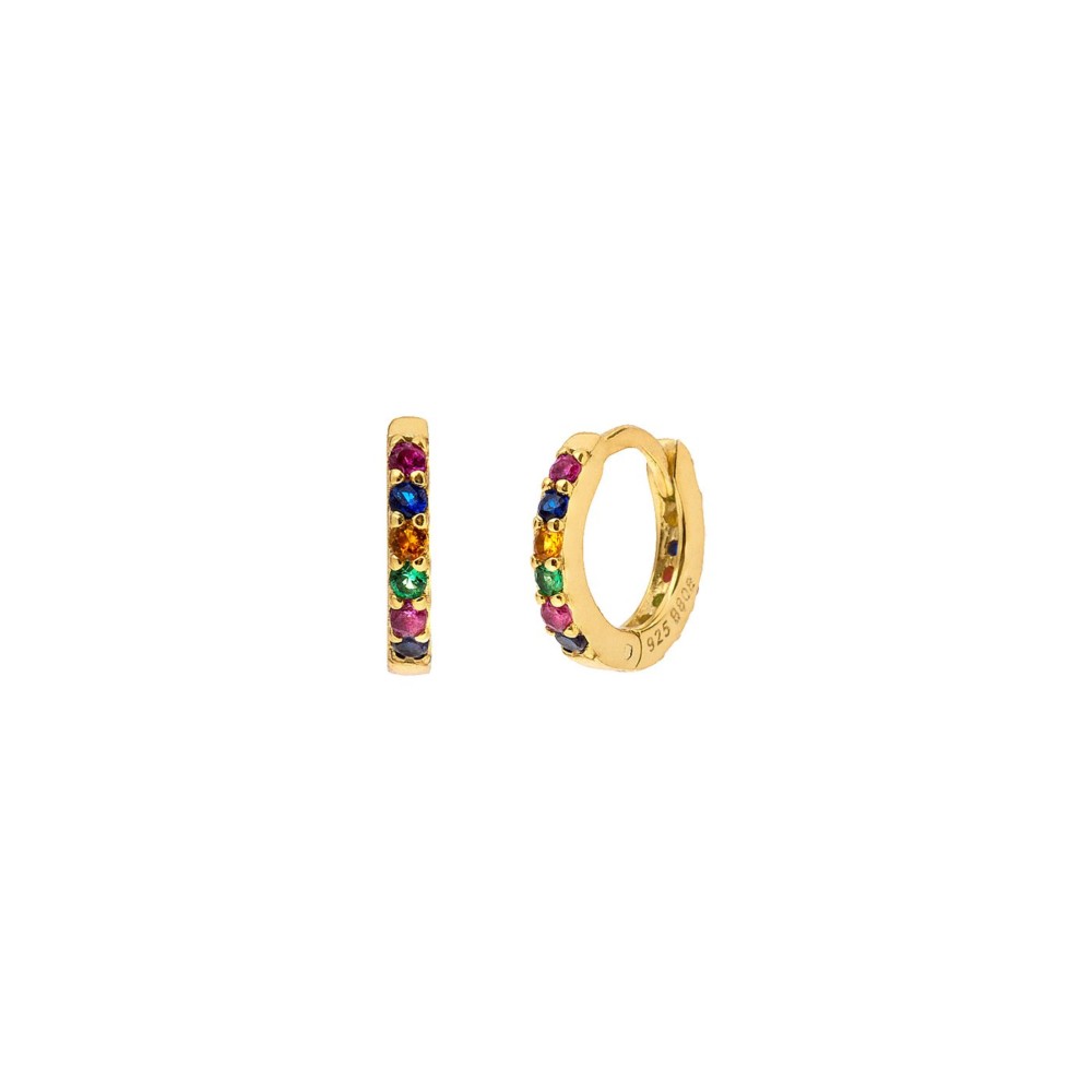 Tendance Ete 2020 Fashion Blog Mode Bijoux Jewelry Aleyole Earrings Boucles Oreilles Huggies Mini Creoles Pierres Stones Couleurs Colors Or Gold Rainbow Multicolor