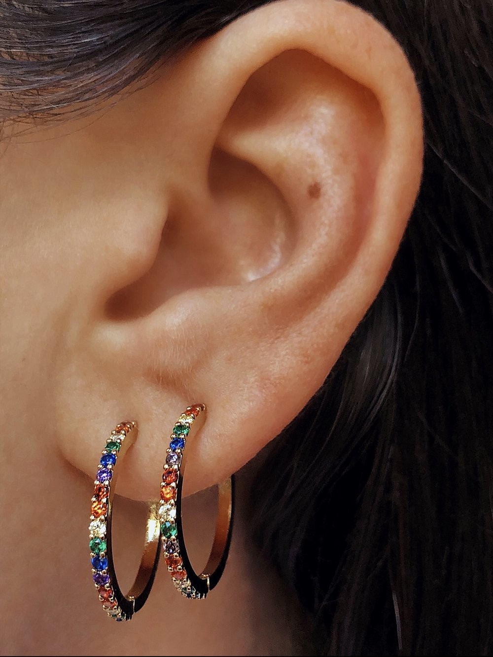 Tendance Trend Bijou Jewellery Leon Bijoux Paris Or Gold Silver Argent Creoles Hoops Rainbow Multicolore Couleur