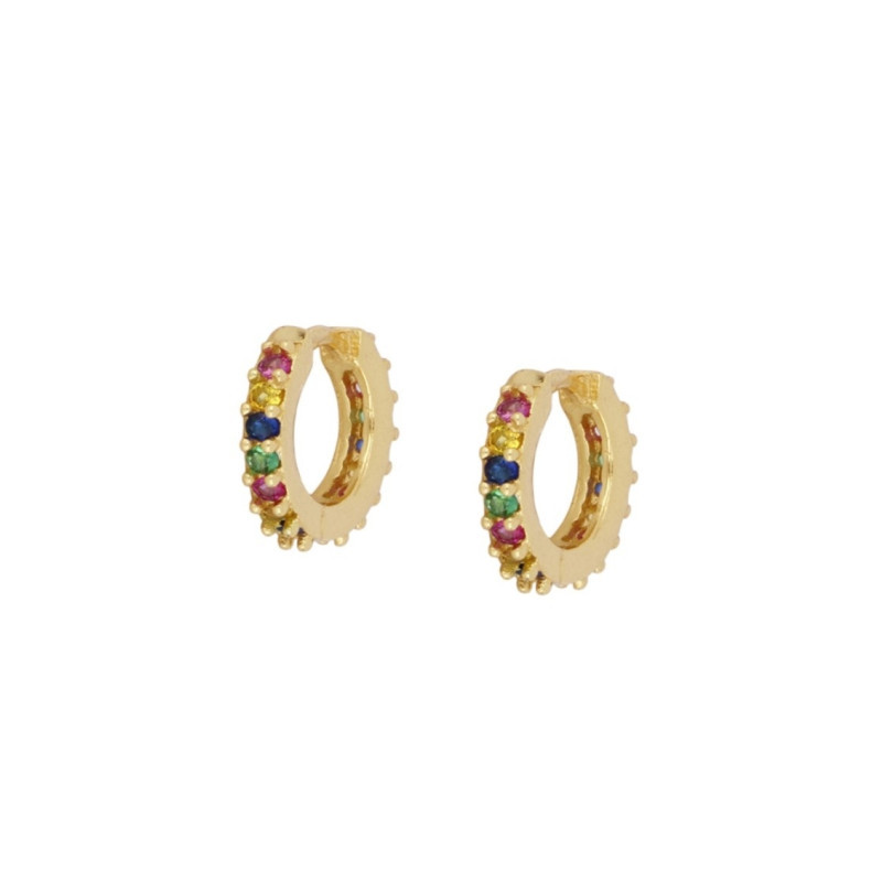 Tendance Trend Bijou Jewellery Or Gold Argent Silver By Lia Earrings Boucles Oreilles Creoles Hoops Rainbow Multicolore Color Couleur