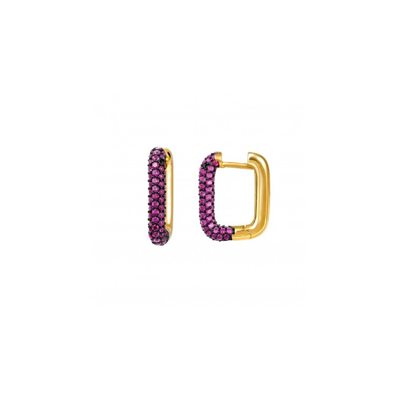Tendance Trend Bijou Jewellery Or Gold Argent Silver By Lia Earrings Boucles Oreilles Creoles Hoops Square Strass Pierre Purple Violet