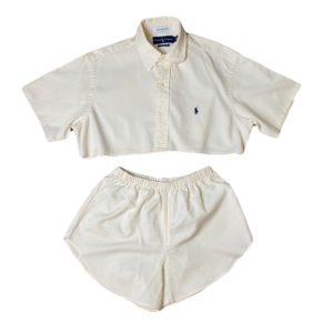 The Cali Vintage Shop Depop Fashion Blog Mode Reworked Vintage Set Polo Shorts White Blanc Ralph Lauren