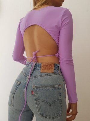 Tricirculo Vintage Rework Handmade Fashion Blog Mode Lavender Crop Top Backless Dos Nu Lilac Lilas