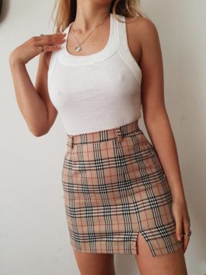 Tricirculo Vintage Rework Handmade Fashion Blog Mode Mini Skirt Plaid Burberry Inspo Inspiration