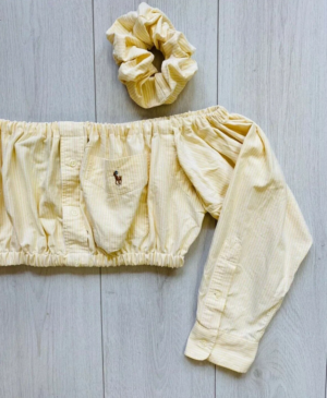 Vintage Abs Fashion Blog Mode Tendance Trend Summer Ete 2020 Reworked Ralph Lauren Yellow Jaune Crop Top Scrunchie