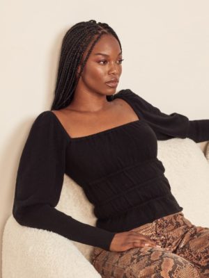 Reformation Fashion Blog Mode Tendance Trend Summer Ete 2020 Puff Sleeve Sweater Top Noir Black