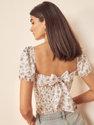 Reformation Fashion Blog Mode Tendance Trend Summer Ete 2020 Top White Blanc Fleur Flower Bleu Blue Backless Dos Nu